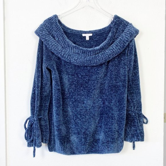 LC Lauren Conrad Navy Blue Chenille Knit Sweater - Picture 4 of 11
